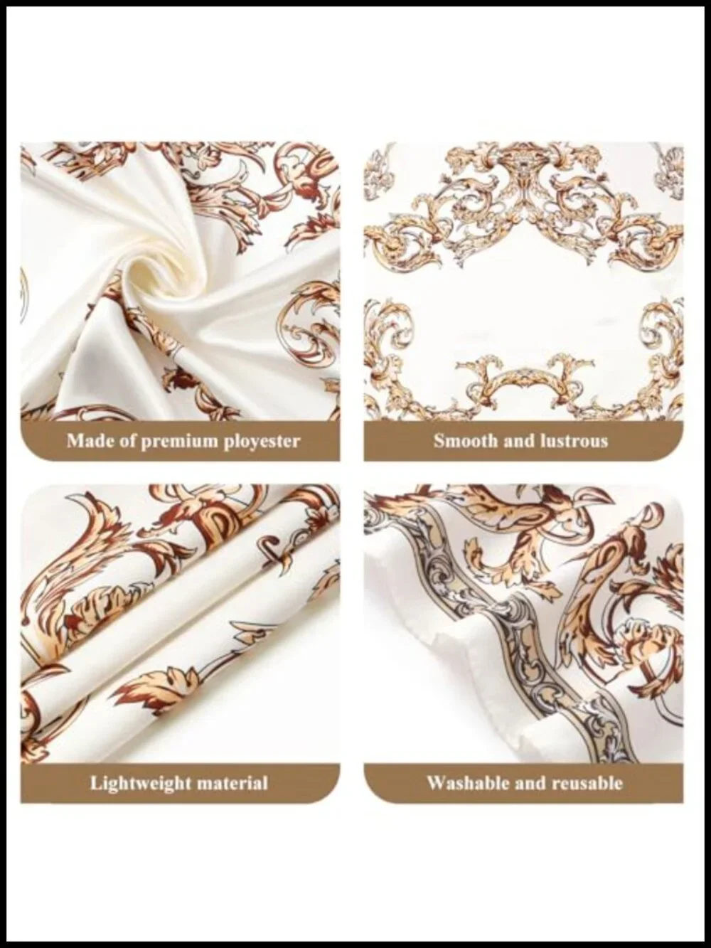 3 Pcs Silk Like Large Square Hair Scarves for Women 35 Inch Head Wraps Bandanas